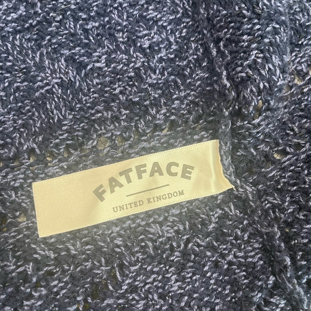 [10]Fatface Women's Navy Blue Open Knit Chrochet Cotton Sweater Mid Sleeve - Picture 8 of 9